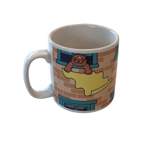 Vintage 1990s Russ Berrie Hang In There Cat Mug /‎ Cup - Picture 2 of 6